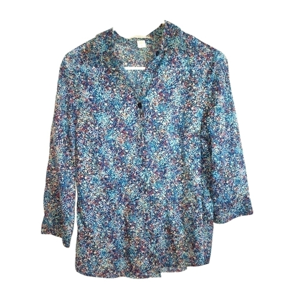COLDWATER CREEK semi sheer no iron cotton casual blouse sz S 8 - Picture 1 of 9